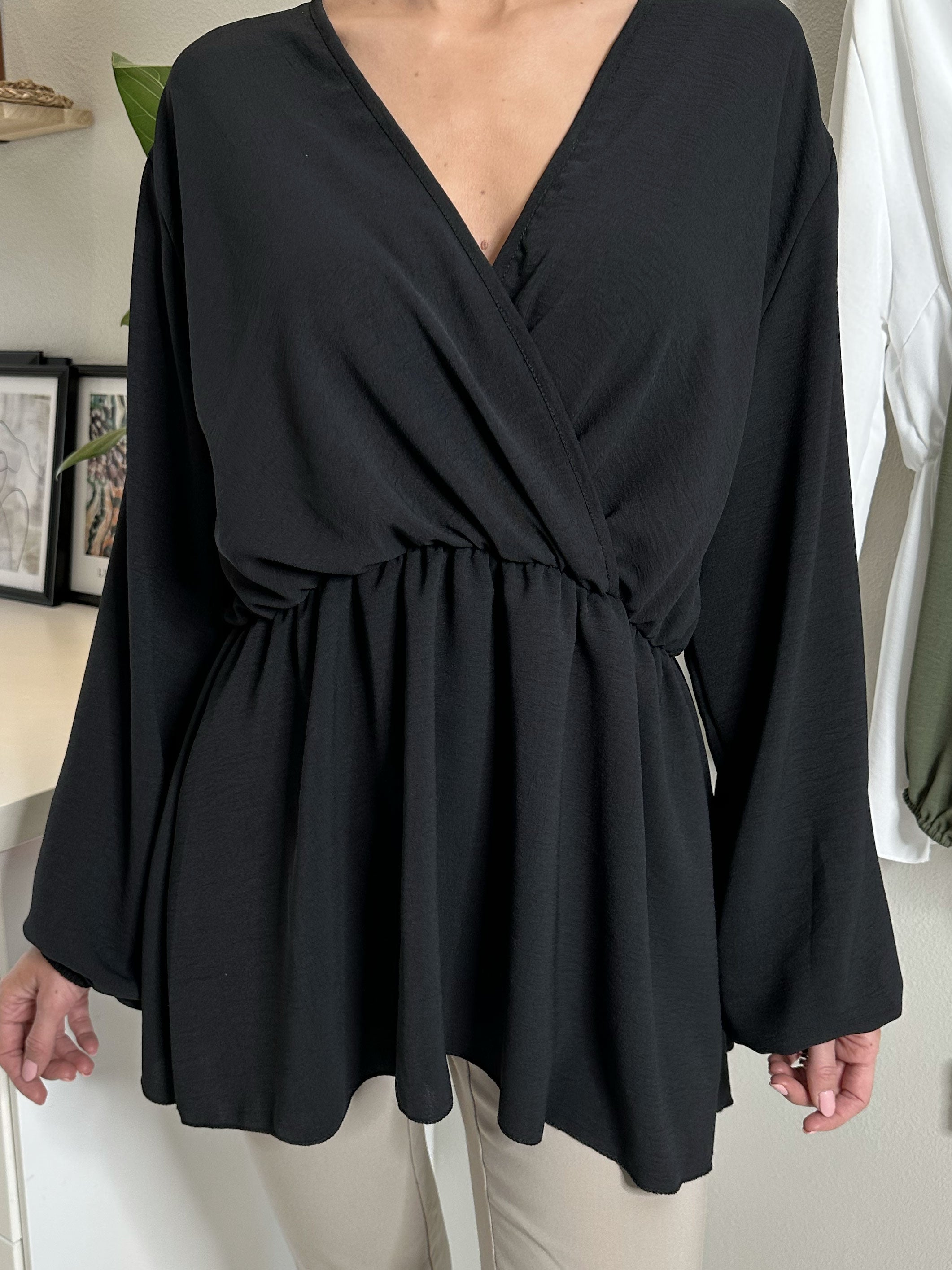 Hermina long sleeve - Sød bluse med elastik i taljen